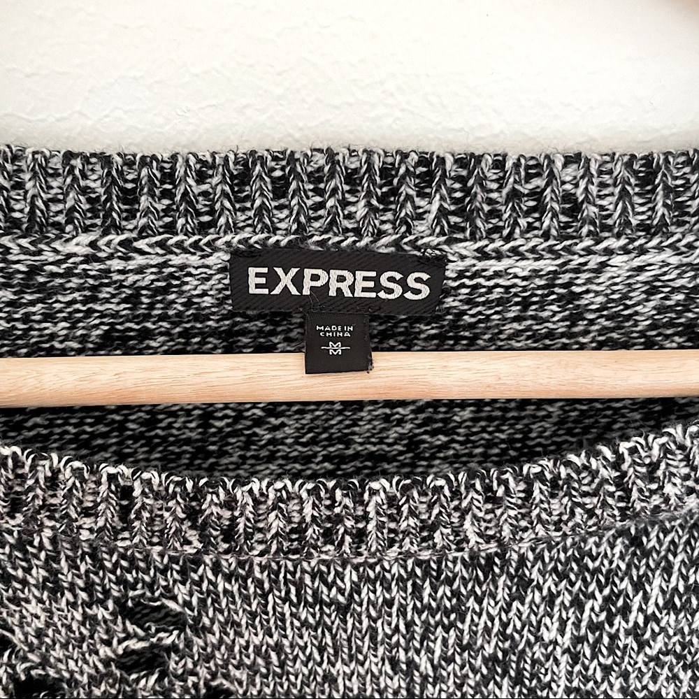 Express Distressed Zipper Sweater - Picture 3 of 6